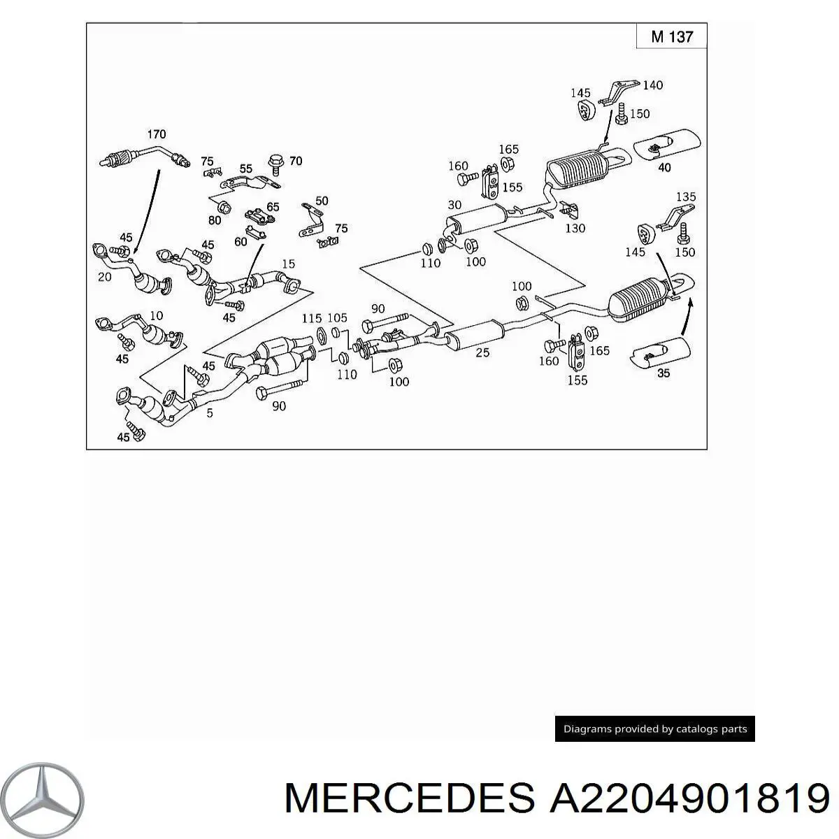 Silenciador, parte dianteira Mercedes A2204901819 preço, a partir de 1835,75 USD