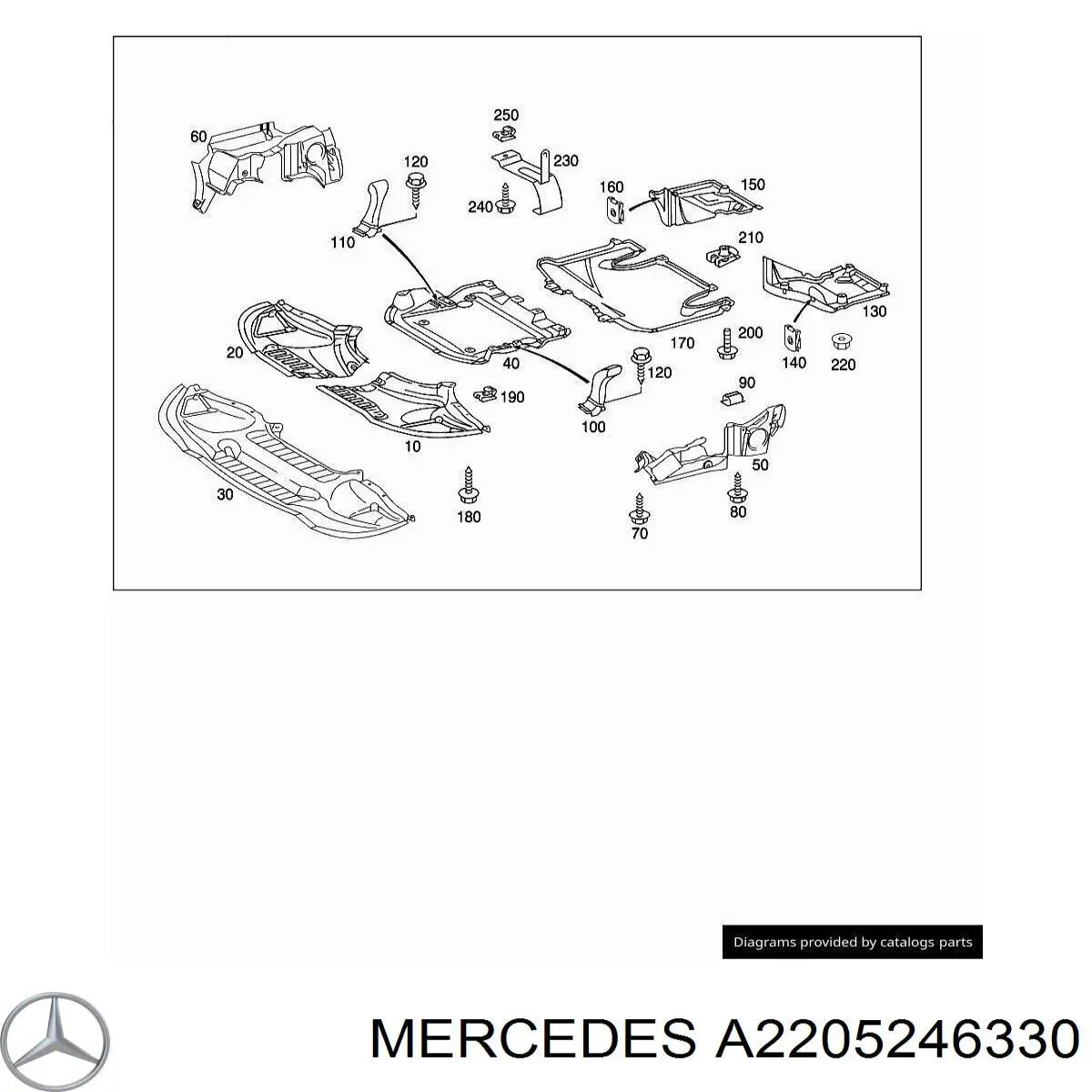 A2205244930 Mercedes Proteção de motor, de panela (da seção de motor)