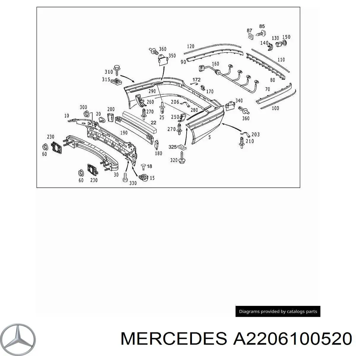 Reforçador do pára-choque traseiro Mercedes S  W220