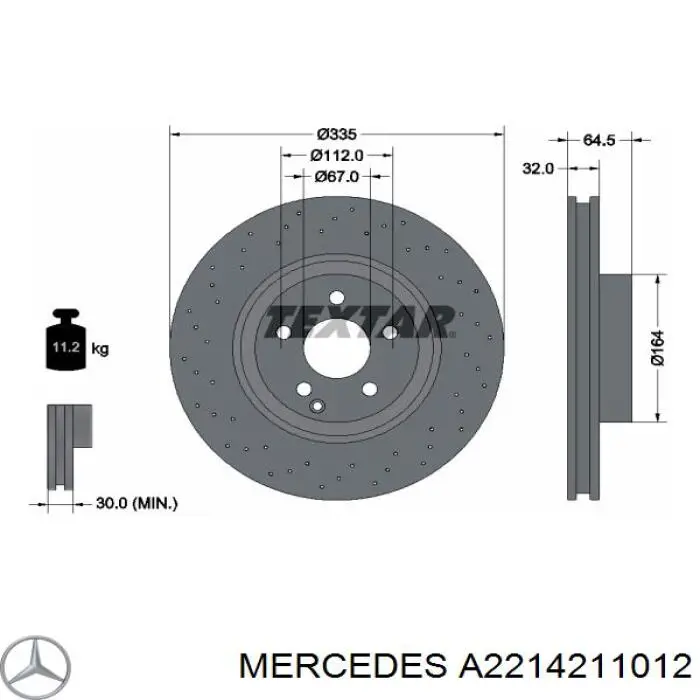 Disco do freio dianteiro Mercedes A2214211012 preço, a partir de 94,94 USD