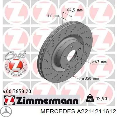 Compre A2214211612 Mercedes Disco do freio dianteiro