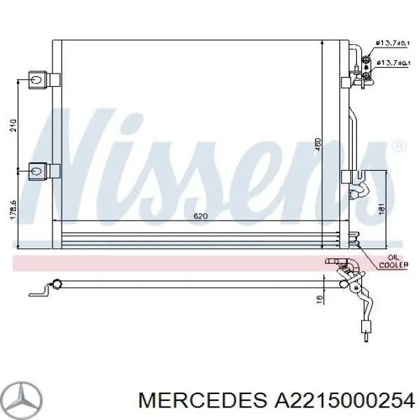 A2215000254 Mercedes Radiador de aparelho de ar condicionado