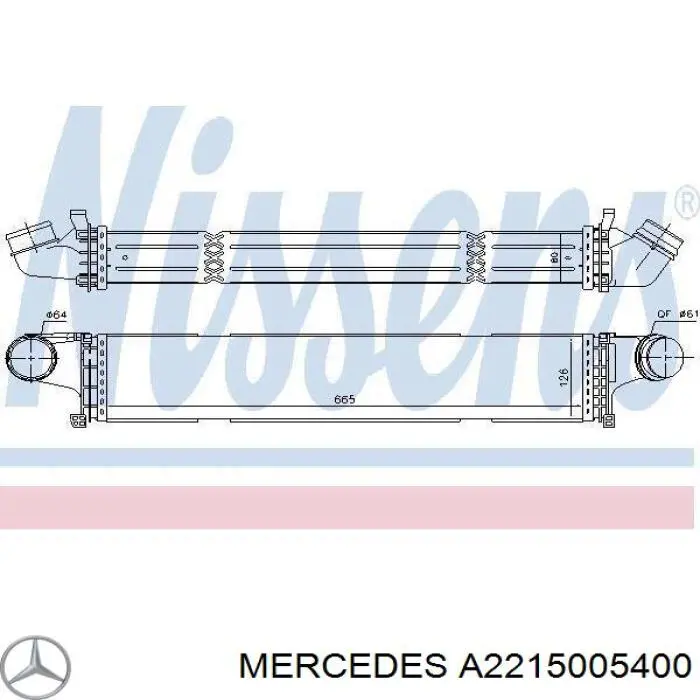 A2215005400 Mercedes Radiador de intercooler