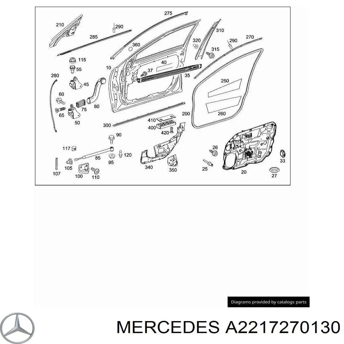 A2217270130 Mercedes Guia de vidro de quadro da porta dianteira esquerda