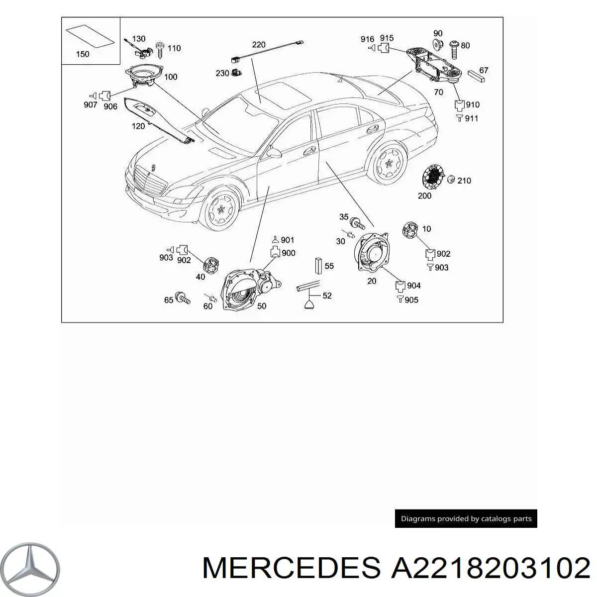 A2218203102 Mercedes Alto-falante da porta traseira