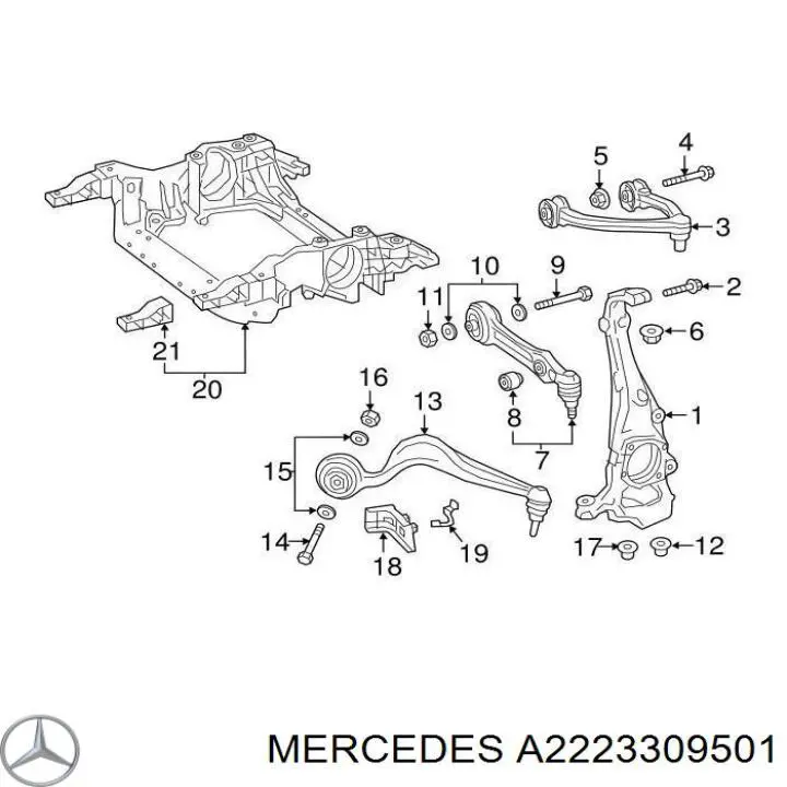 A2223309501 Mercedes Braço oscilante inferior direito de suspensão dianteira