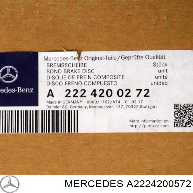 2224200572 Mercedes Disco do freio traseiro