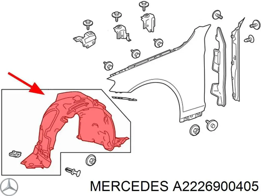Compre A2226900405 Mercedes Guarda-barras esquerdo do pára-lama dianteiro