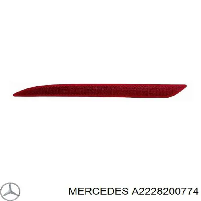 A2228200774 Mercedes Retrorrefletor (refletor) do pára-choque traseiro esquerdo