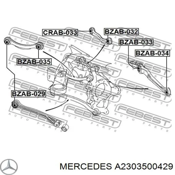 A2303500429 Mercedes Braço oscilante inferior direito de suspensão traseira