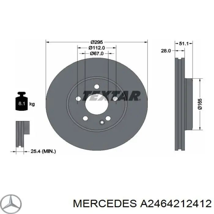 A2464212412 Mercedes Disco do freio dianteiro