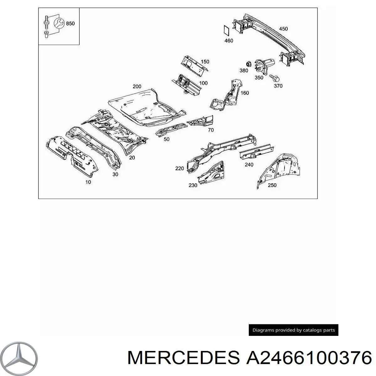 A2466100376 Mercedes Arco do pára-lama traseiro esquerdo