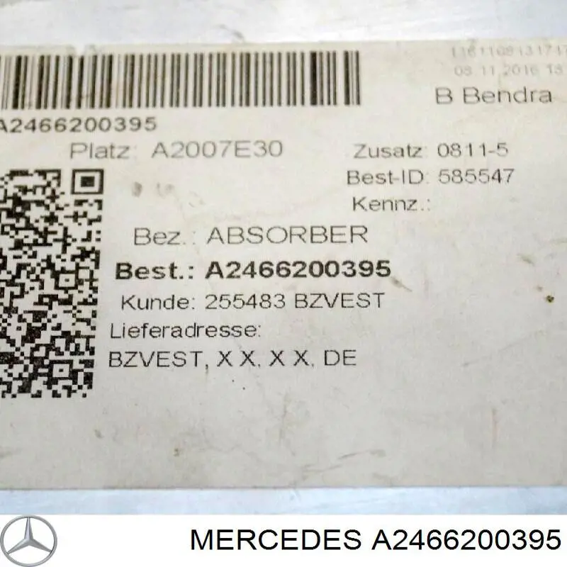 A2466200395 Mercedes Consola de reforçador do pára-choque dianteiro