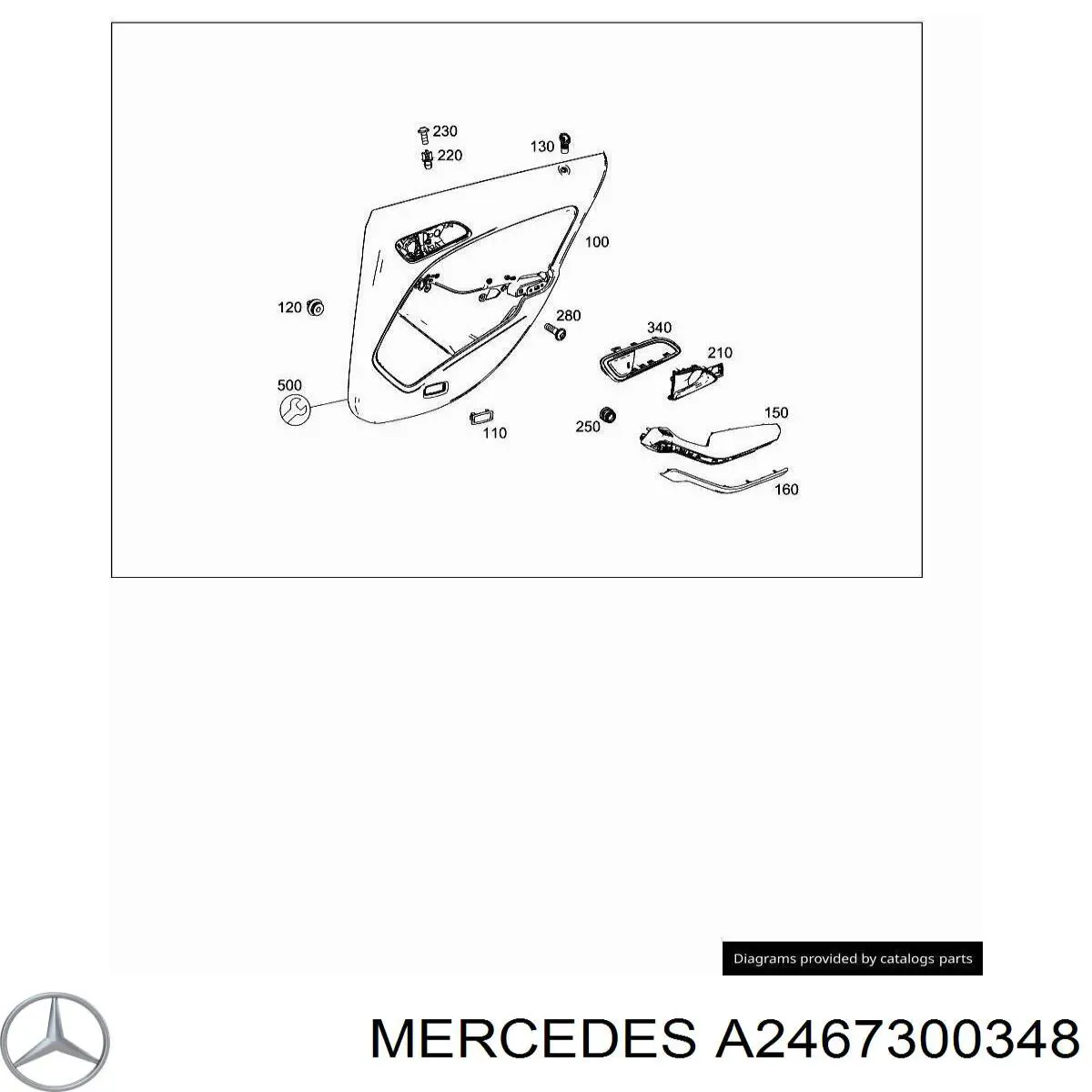 A2467300348 Mercedes Cobrimento de maçaneta interna traseira esquerda da porta