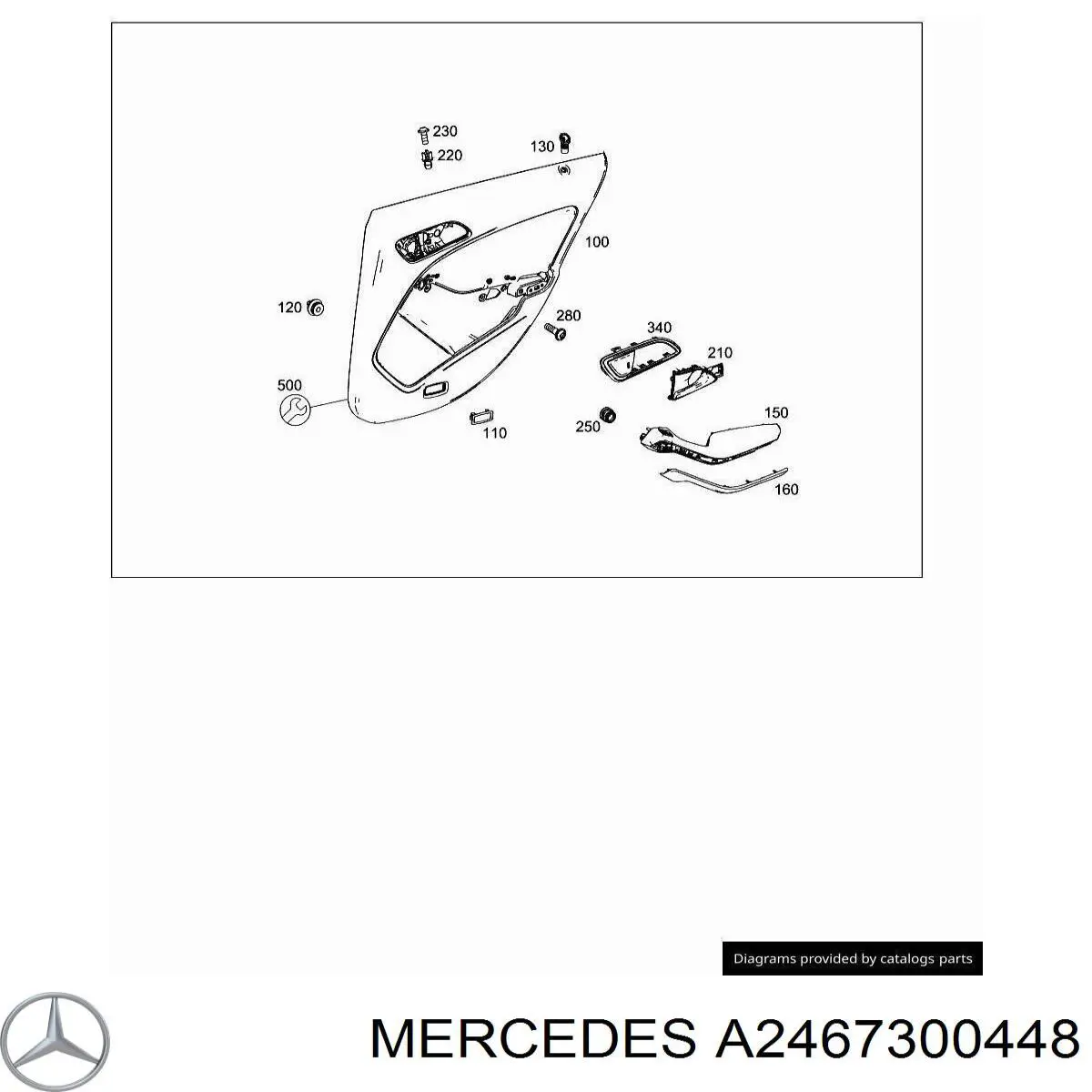 A2467300448 Mercedes Cobrimento de maçaneta interna traseira direita da porta