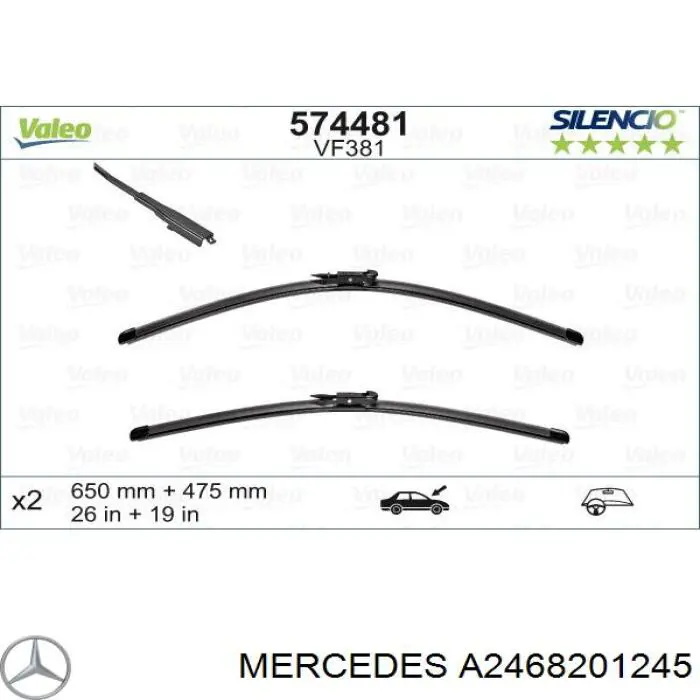 Limpa-pára-brisas do pára-brisas, kit de 2 un. Mercedes A2468201245 preço, a partir de 29,06 USD