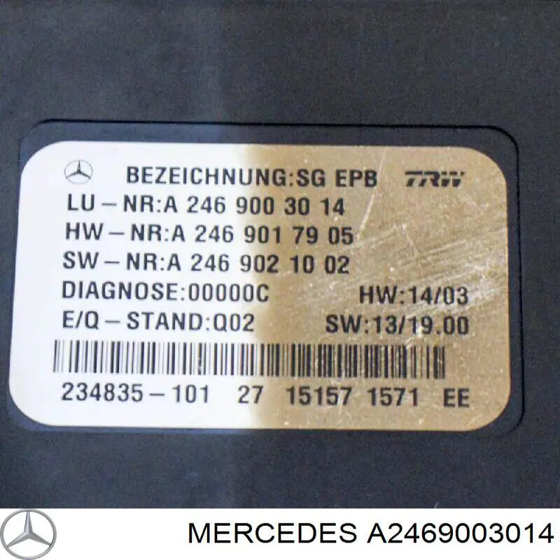 Compre 2469003014 Mercedes Unidade de controlo (módulo) do freio de estacionamento eletromecânico