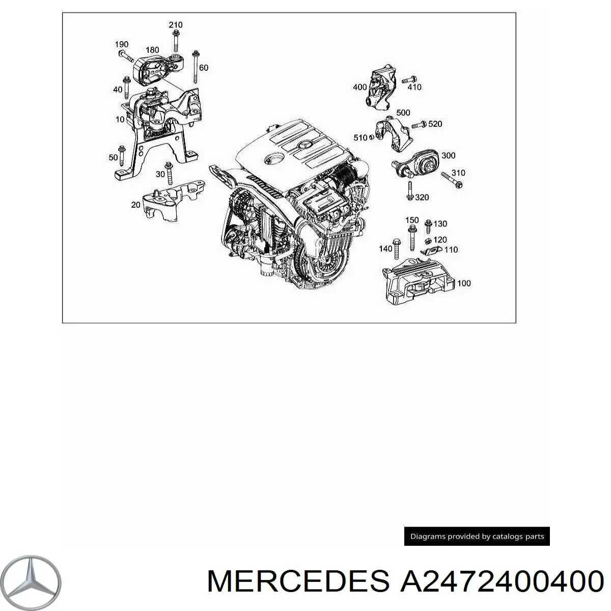 A2472400400 Mercedes Coxim (suporte) traseiro direito de motor