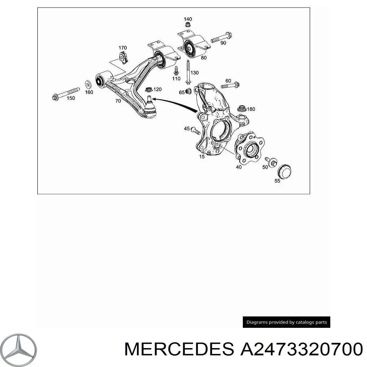 A2473320700 Mercedes Pino moente (extremidade do eixo) dianteiro esquerdo