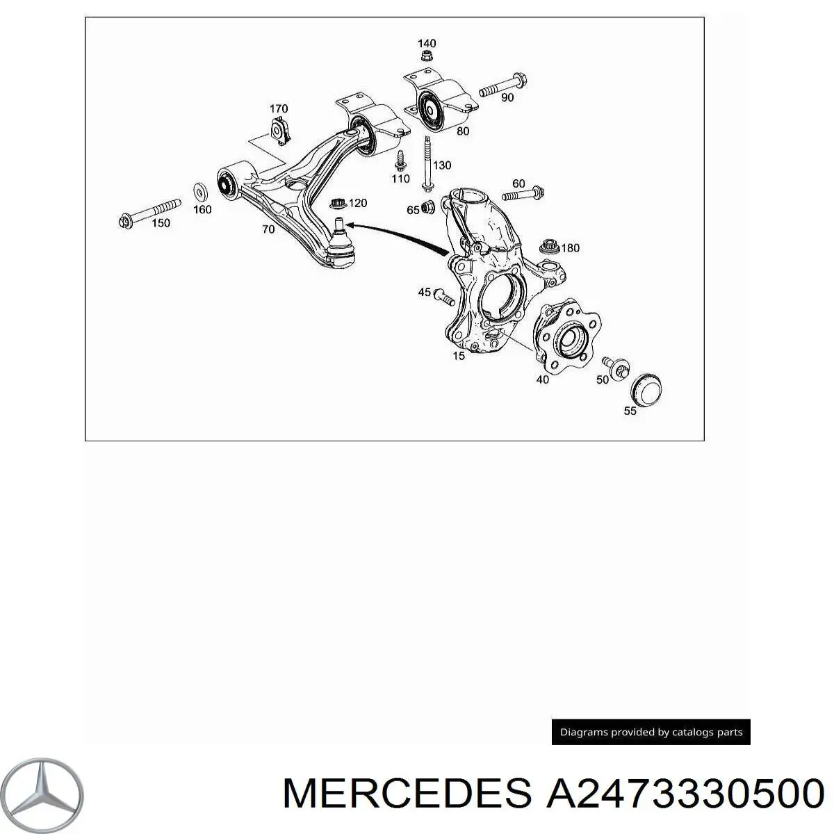 A2473330500 Mercedes Bloco silencioso dianteiro do braço oscilante inferior