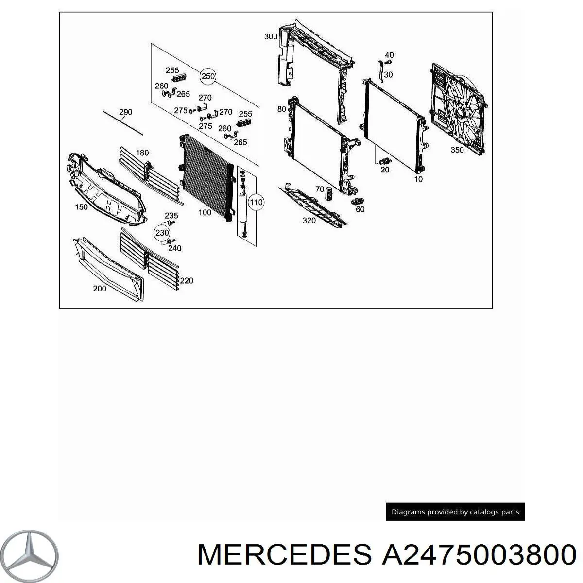 A2475003800 Mercedes Radiador de esfriamento de motor adicional