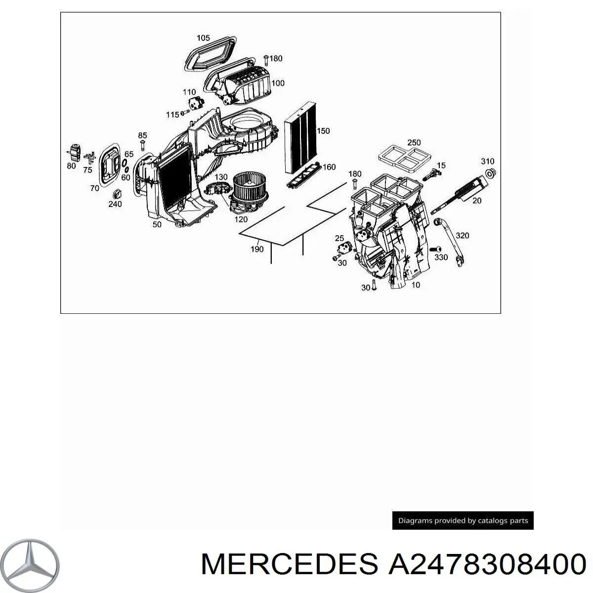 A247830840064 Mercedes Motor de ventilador de forno (de aquecedor de salão)