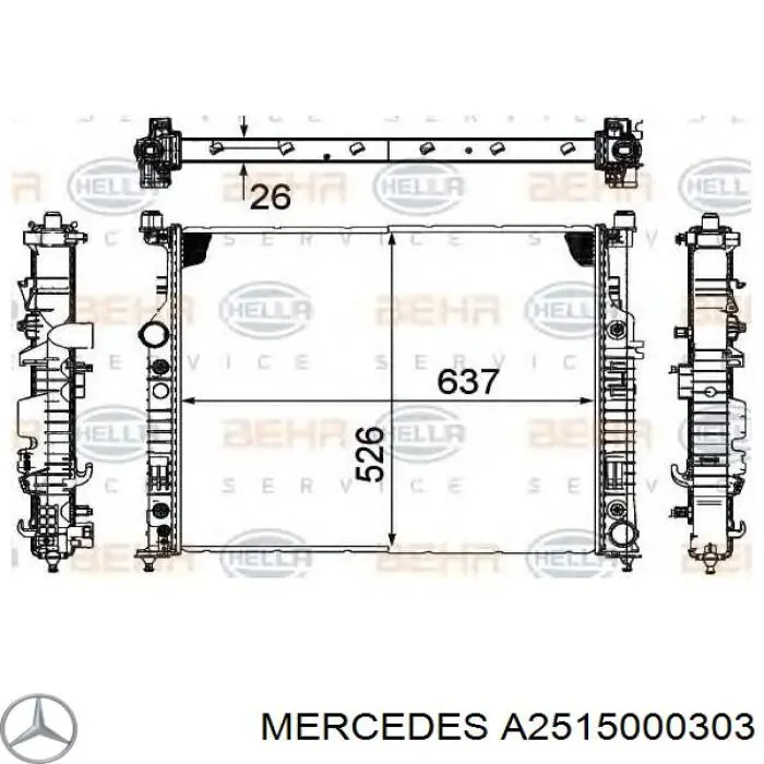 Radiador de esfriamento de motor Mercedes A2515000303 preço, a partir de 226,07 USD
