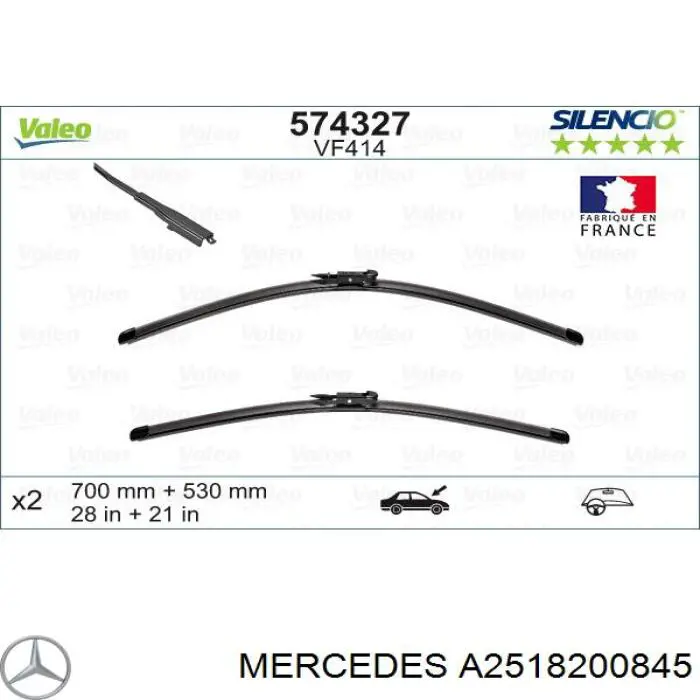 Limpa-pára-brisas do pára-brisas, kit de 2 un. Mercedes A2518200845 preço, a partir de 31,07 USD