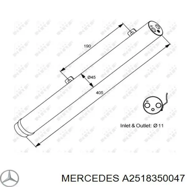 A2518350047 Mercedes Tanque de recepção do secador de aparelho de ar condicionado