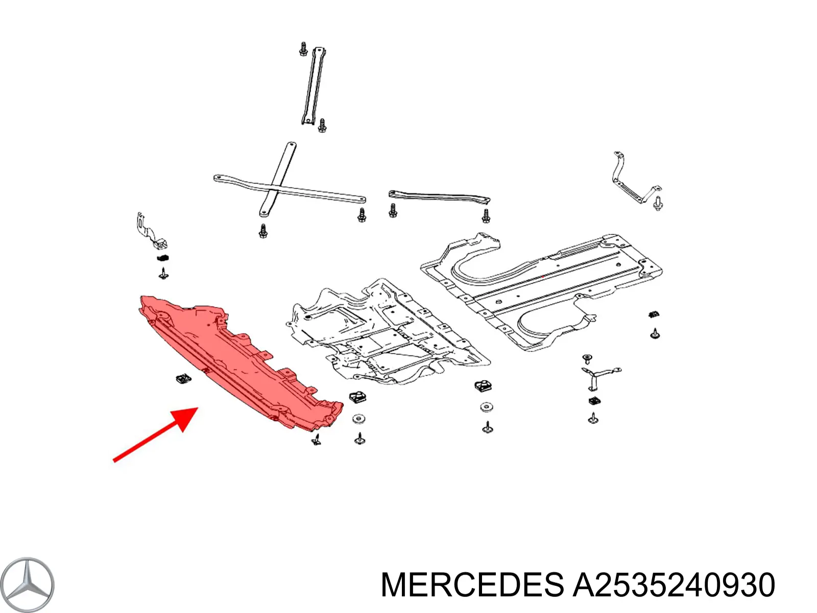 Proteção de motor, de panela (da seção de motor) Mercedes A2535240930 preço, a partir de 54,93 USD