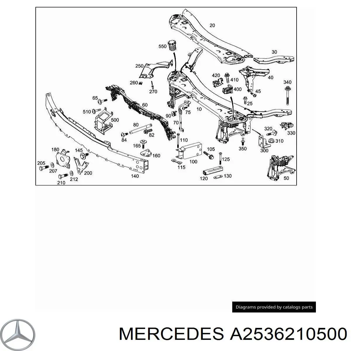 Compre A2536210500 Mercedes Consola de suporte do radiador superior