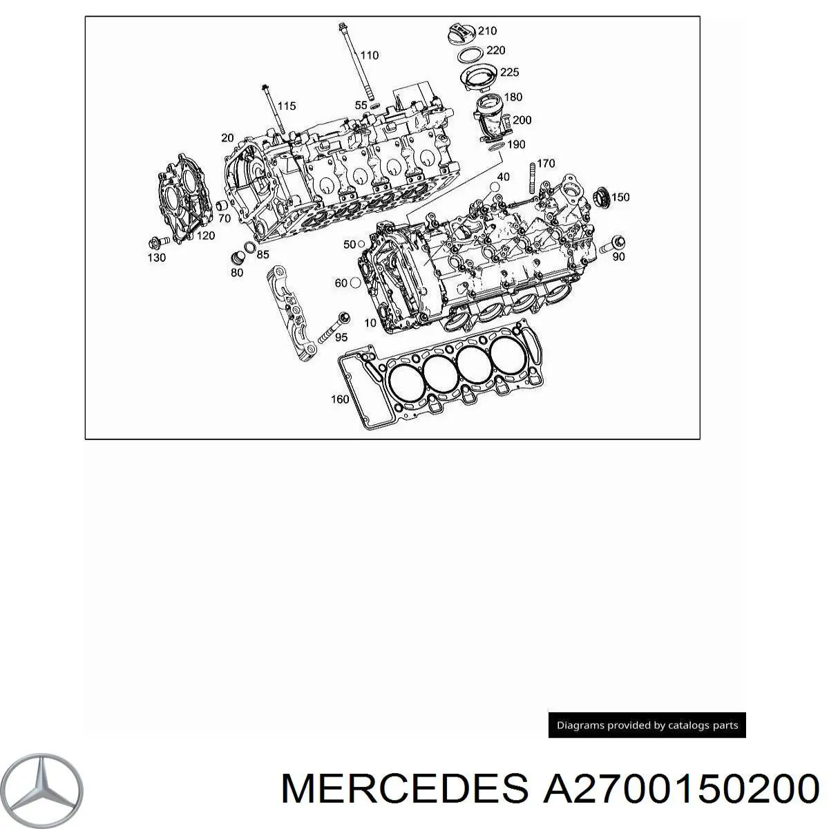A2700150200 Mercedes Vedação de válvula (coletor de óleo), admissão/escape, kit para um motor