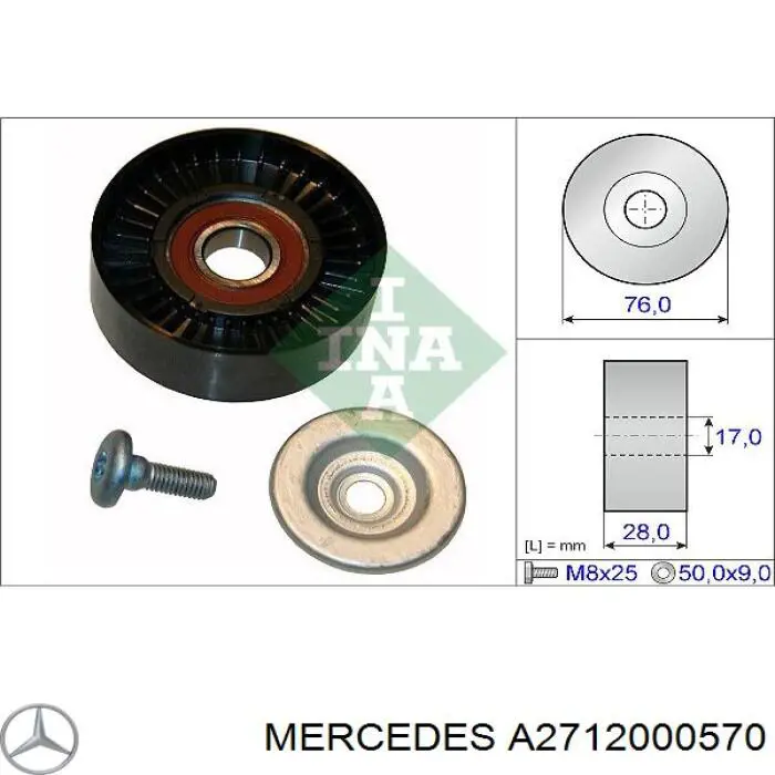 A2712000570 Mercedes Rolo parasita da correia de transmissão