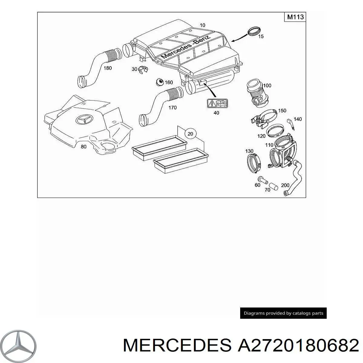 A2720180682 Mercedes Tomada de ar de filtro de ar