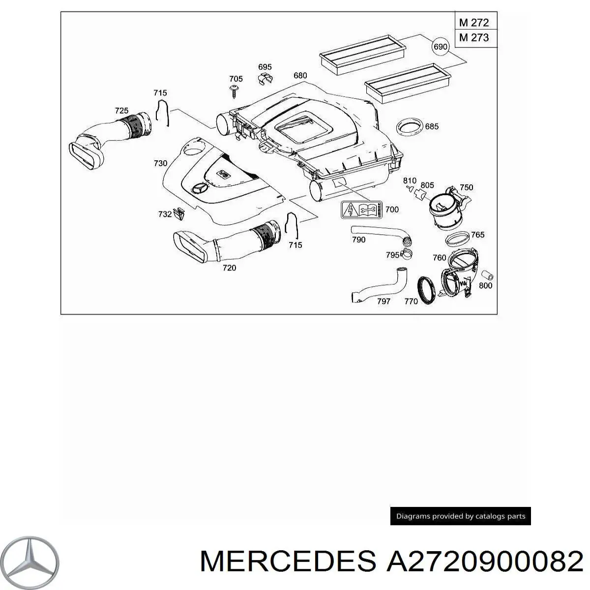 A2720900082 Mercedes Tomada de ar de filtro de ar