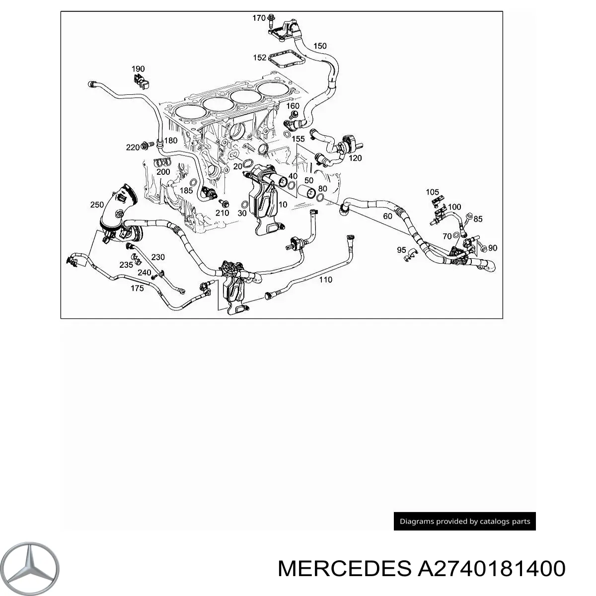 A2740181400 Mercedes Cano derivado de ventilação de cárter (de separador de óleo)