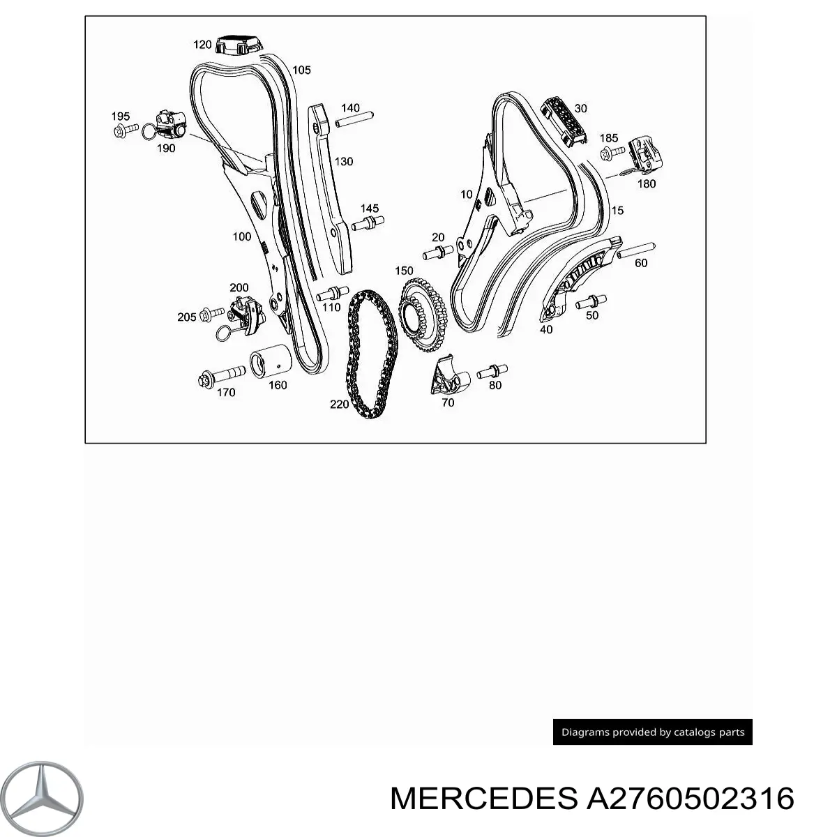 A2760502316 Mercedes Amortecedor de cadeia do mecanismo de distribuição de gás, esquerdo