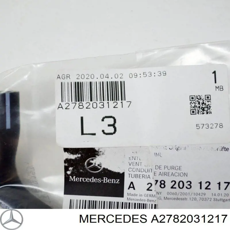 Compre A2782031217 Mercedes Cano derivado de ventilação de cárter (de separador de óleo)