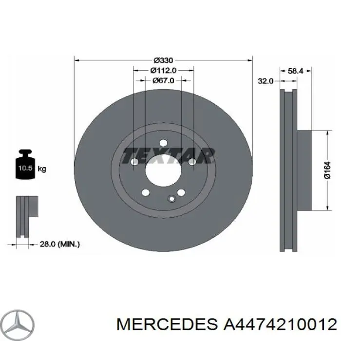 A4474210012 Mercedes Disco do freio dianteiro