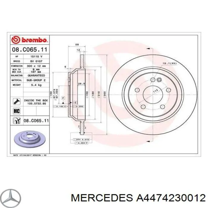 Disco do freio traseiro Mercedes A4474230012 preço, a partir de 50,24 USD