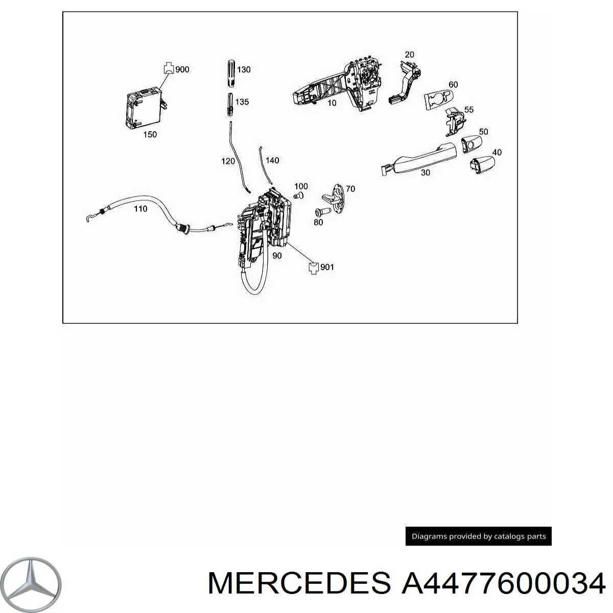 A4477600034 Mercedes Suporte de maçaneta externa da porta de portas esquerdas