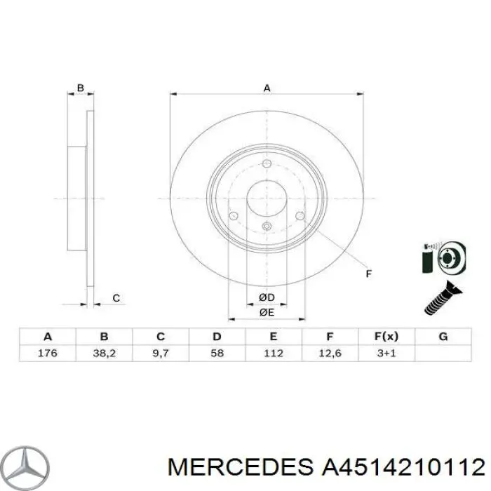 A4514210112 Mercedes Disco do freio dianteiro