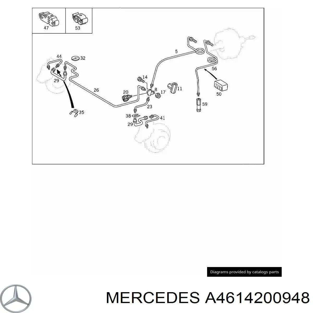 A4614200948 Mercedes Mangueira do freio dianteira