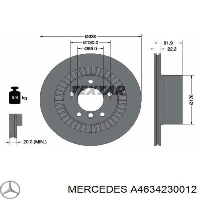 A4634230012 Mercedes Disco do freio traseiro