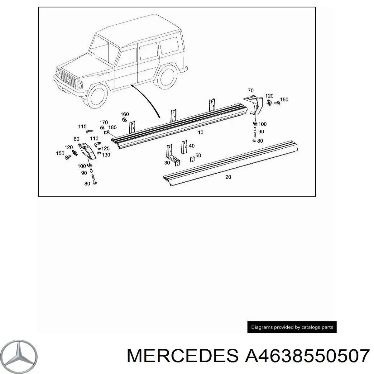 A4638550507 Mercedes Grampo dobrável esquerdo