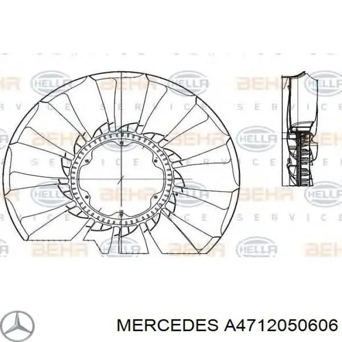 Ventilador (roda de aletas) do radiador de esfriamento Mercedes A4712050606 preço, a partir de 179,33 USD