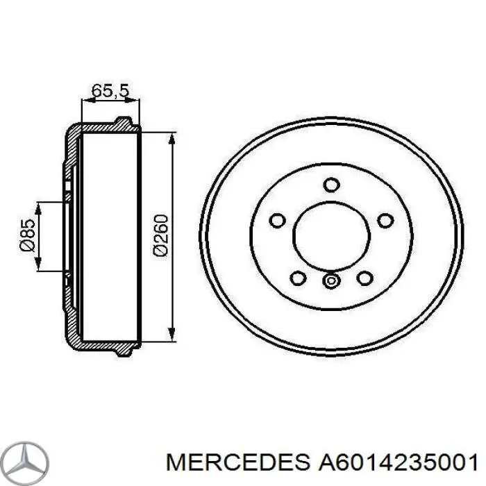 A6014235001 Mercedes Tambor do freio traseiro