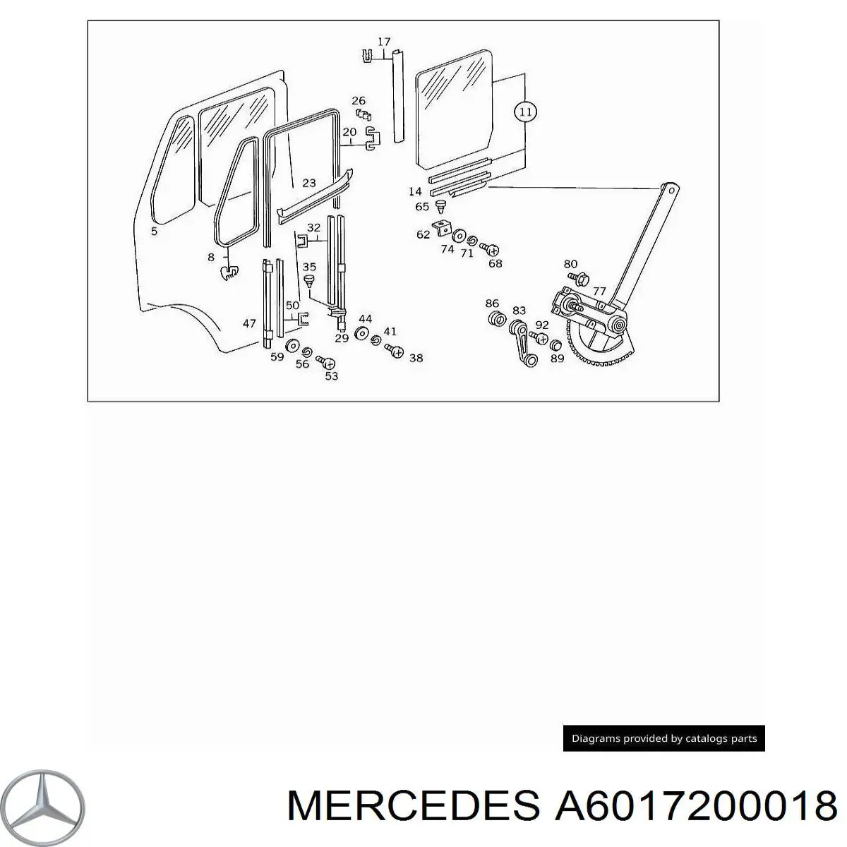 A6017200018 Mercedes Vidro da porta dianteira esquerda