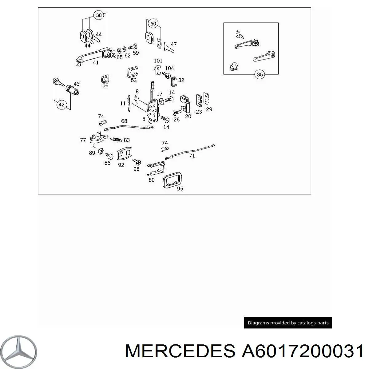 A6017200031 Mercedes Gozno de garra (parte complementar) de fecho da porta dianteira