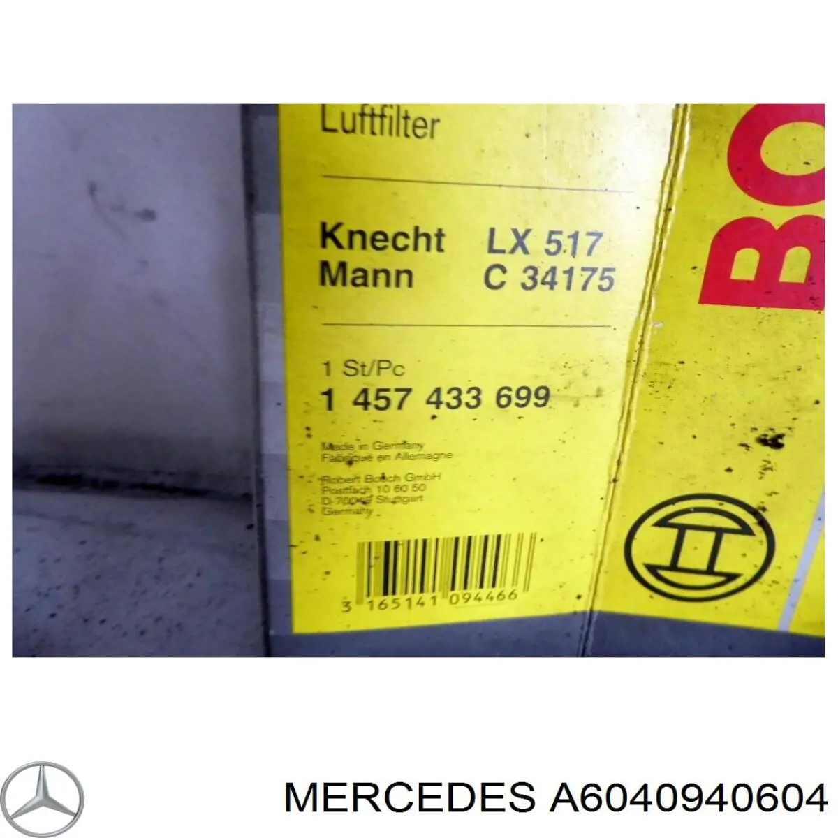 Filtro de ar Mercedes A6040940604 preço, a partir de 14,58 USD